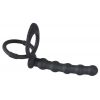 Black Velvets Cock & Ball Ring With Anal Beads — фото N7