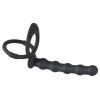 Black Velvets Cock & Ball Ring With Anal Beads — фото N1