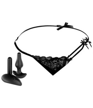 Вибротрусики с анальной пробкой Pipedream Remote Bowtie Bikini S-L