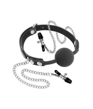 Fetish Tentation Gag Ball with Nipple Clamps