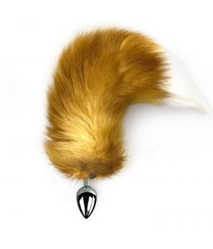Металлическая анальная пробка с хвостом из натурального меха Art of Sex size M Foxy fox
