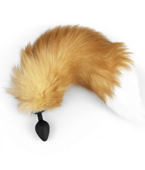 Силиконовая анальная пробка с хвостом из натурального Art of Sex size M Foxy fox Silicone