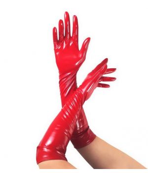 Глянцевые виниловые перчатки Art of Sex Lora Красные