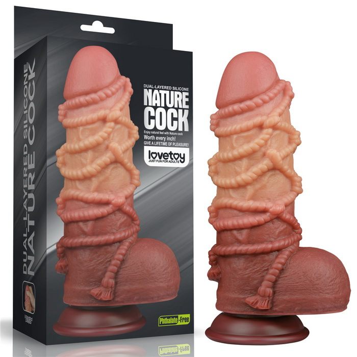 Lovetoy Dual layered Platinum Silicone Cock with Rope 9.5'' (LV411072)