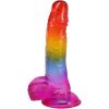Doc Johnson Crystal Jellies Realistic cock with balls 8.5 Inch Rainbow — фото 1