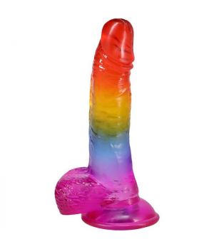 Doc Johnson Crystal Jellies Realistic cock with balls 8.5 Inch Rainbow
