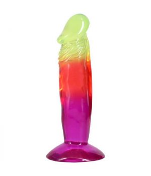 Doc Johnson Crystal Jellies 6.5 Inch Classic Dong Rainbow