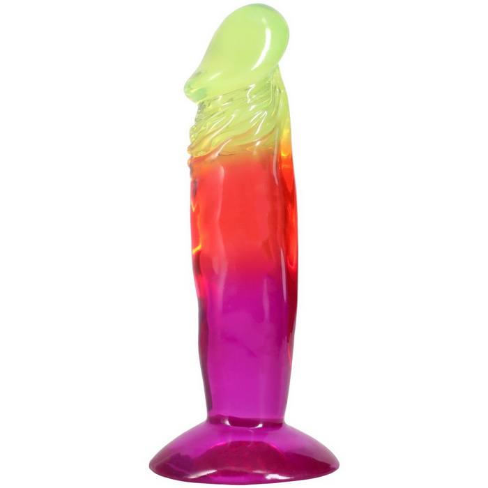 Doc Johnson Crystal Jellies 6.5 Inch Classic Dong Rainbow