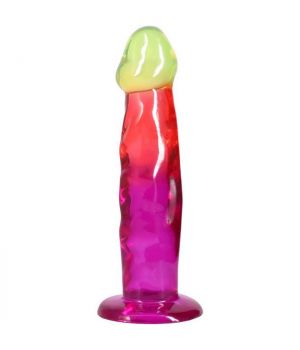 Doc Johnson Crystal Jellies 7.5 Inch Classic Dong Rainbow