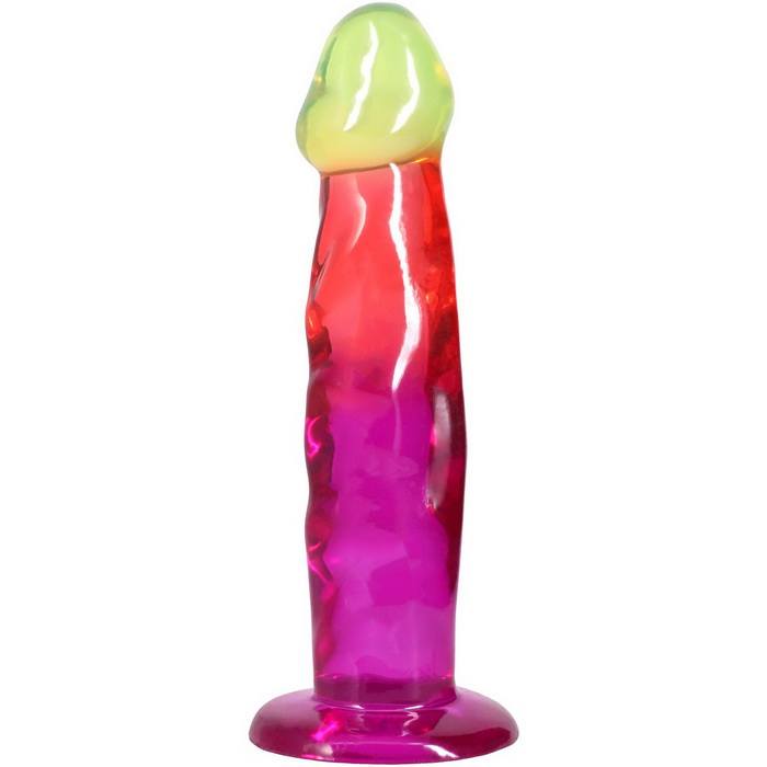 Doc Johnson Crystal Jellies 7.5 Inch Classic Dong Rainbow