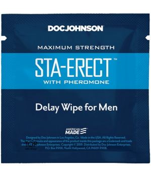 Пролонгирующая салфетка с феромонами Doc Johnson Sta-Erect Delay Wipe For Men