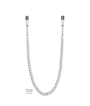 Тонкие зажимы для сосков с цепочкой Feral Feelings Chain Thin nipple clamps серебро/черный